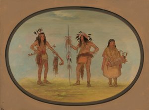 Deux guerriers Ojibbeway et une femme - George Catlin