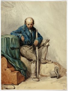 Homme chauve assis sur des objets (recto) ; Dame en robe jaune (verso) - George Cattermole