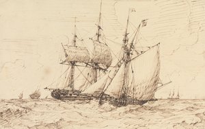 Un lougre signalant une frégate de passage - George Chambers