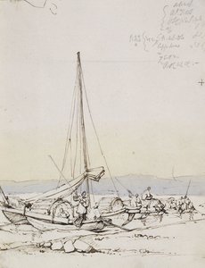 Bateaux Tanka sur le rivage - George Chinnery