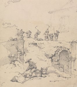 Travailleurs démolissant un bâtiment - George Chinnery