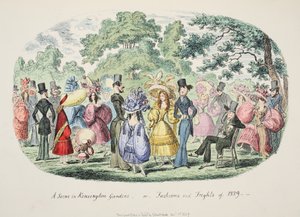 Une scène dans les jardins de Kensington - ou - Modes et frayeurs de 1829, pub. 1829