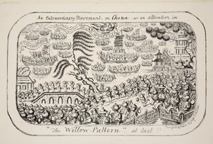 Un mouvement extraordinaire en Chine - ou - une modification du motif Willow enfin !!, pub. 1853 - George Cruikshank