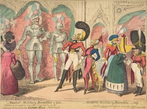 Dandies militaires anciens de 1450 - Dandies militaires modernes de 1819 - George Cruikshank