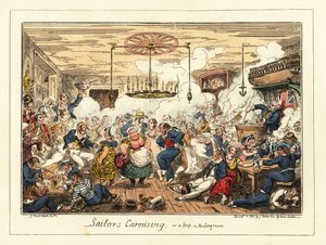 Marins anglais buvant et dansant dans un pub, époque napoléonienne, 1829 - George Cruikshank