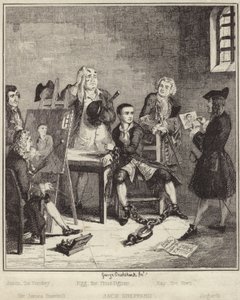 Jack Sheppard faisant peindre son portrait par Sir James Thornhill en prison - George Cruikshank