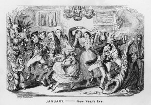 Janvier, réveillon du Nouvel An - George Cruikshank