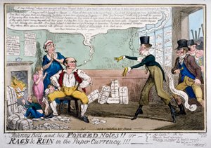 Johnny Bull et ses billets contrefaits!!!, 1819 - George Cruikshank