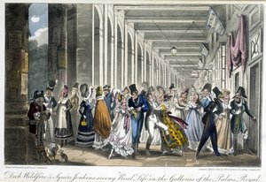 Les galeries du Palais Royal - dans Life in Paris par David Carey, Londres - George Cruikshank