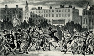 Bataille de rue à Londres, début du 19e siècle