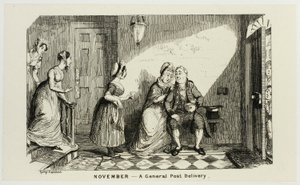 Novembre - Une livraison postale générale en opposition aux gravures sur acier de George Cruikshank aux Almanachs comiques : 1835-1853