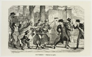 Octobre - Avis de départ des gravures sur acier de George Cruikshank aux Comic Almanacks : 1835-1853