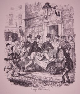 Pickpocket capturé par la police, début du 19e siècle (gravure) - George Cruikshank