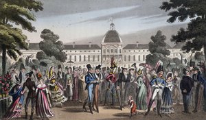 Promenade au Jardin des Tuileries - dans « La vie à Paris » par David Carey, Londres - George Cruikshank
