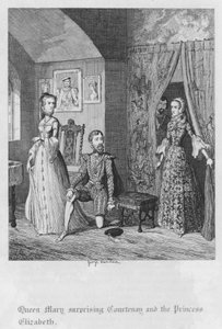 La reine Mary surprenant Courtenay et la princesse Elizabeth (gravure) - George Cruikshank