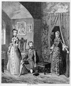 La reine Mary surprenant Courtenay et la princesse Élisabeth, 1553-1555 1840 - George Cruikshank