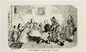 Septembre - Plumer une oie des gravures sur acier de George Cruikshank pour The Comic Almanacks : 1835-1853 - George Cruikshank