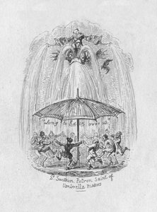 Saint Swithin, patron des fabricants de parapluies, 1829 - George Cruikshank