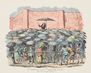 Chapelle St Swithuns Cold-bath fields, pub. 1833 (gravure en couleur) - George Cruikshank