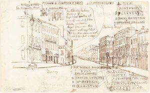 Perspective de Rue avec Lieux de Commerce Étiquetés - George Cruikshank