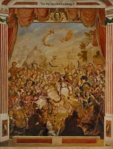 La première apparition de William Shakespeare (1564-1616) sur la scène du Globe avec une partie de sa troupe dramatique en 1564 - George Cruikshank