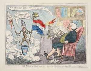 La racine du mal royal, pub. 1835 (gravure en couleur) - George Cruikshank