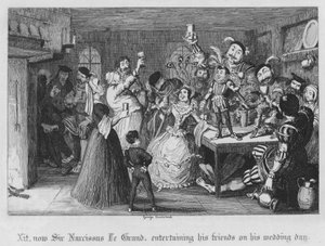 Xit, maintenant Sir Narcissus Le Grand, divertissant ses amis le jour de son mariage (gravure) - George Cruikshank