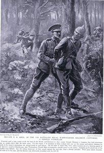 Le soldat B R Shiel décoré de la DCM pour avoir capturé un patrouilleur allemand en Belgique en avril 1915