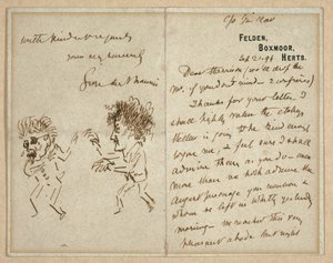 Lettre avec dessin de Whistler menaçant Du Maurier