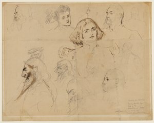 Esquisse grossière de certains personnages de Trilby, y compris Trilby et Svengali - George du Maurier