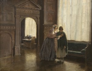 Mme Mary Carpenter et sa première fille réformatrice, Annie Woolham, à Red Lodge, 10 octobre - George Edmund Butler