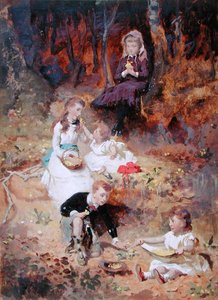 Cinq enfants jouant dans la forêt - George Elgar Hicks