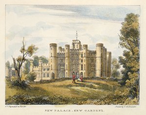 Nouveau Palais, Jardins de Kew, planche 1 de Jardins de Kew : Une série de vingt-quatre dessins sur pierre, gravés par Charles Hullmandel (1789-1850) publiés en 1820 - George Ernest after Papendiek