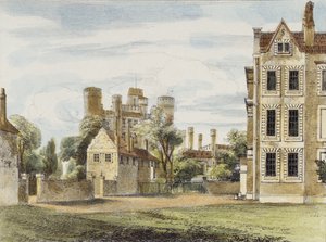 Nouveau Palais, depuis le jardin de la Reine, planche 4 de Kew Gardens: A Series of Twenty-Four Drawings on Stone, gravé par Charles Hullmandel, publié en 1820 (lithographie coloriée à la main) - George Ernest after Papendiek