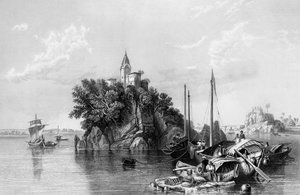 Janghera, ou le Rocher des Fakirs, sur le Gange, 1838 - George Francis White