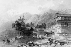 Village de Khandoo, sur la montagne Choor, 1838 - George Francis White