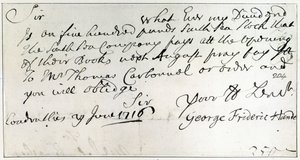 Lettre écrite par Handel, juin 1716 - George Frederick Handel
