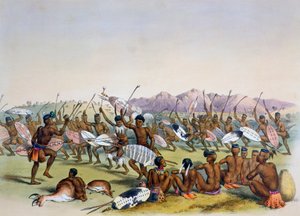Danse de chasse zouloue près des montagnes d