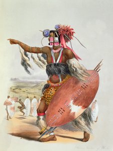 Guerrier zoulou, Utimuni, neveu de Chaka le dernier roi zoulou, 1849 - George French Angas