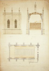Nouveau Collège Oxford : Conception pour le toit de la nouvelle salle - George Gilbert Scott