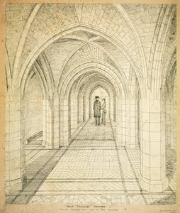 New College Oxford : Passage proposé des anciens aux nouveaux bâtiments - George Gilbert Scott