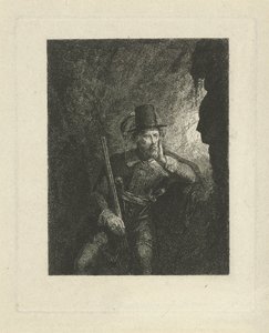 Bandit armé dans une grotte