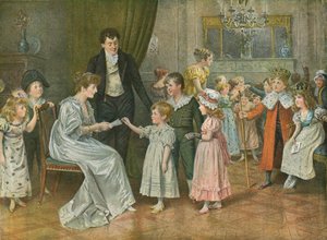 Douzième Nuit : la fête des enfants. Tirage au sort des personnages de la Douzième Nuit - George Goodwin Kilburne