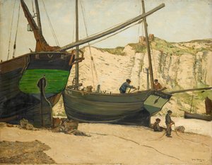 Luggers de Hastings sur la plage de Hastings - George Graham