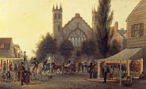 Crépuscule, Église Saint-Thomas, New York, vers 1835 - George Harvey