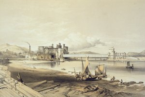 Pont de Conway, construction du deuxième tube, septembre 1848, gravé par l