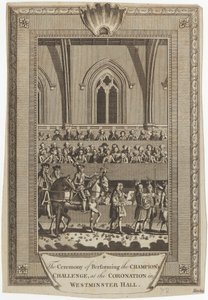 La cérémonie de la réalisation du défi du champion lors du couronnement dans le Westminster Hall - George Hawkins
