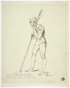 Homme debout en armure tenant une lance - George Hayter