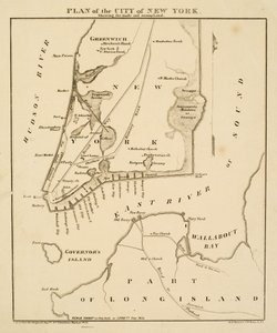 Plan de la ville de New York montrant les terres gagnées et les marécages, 1856 - George Hayward