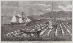 Commerce du bois canadien, un radeau sur le Saint-Laurent - George Henry Andrews